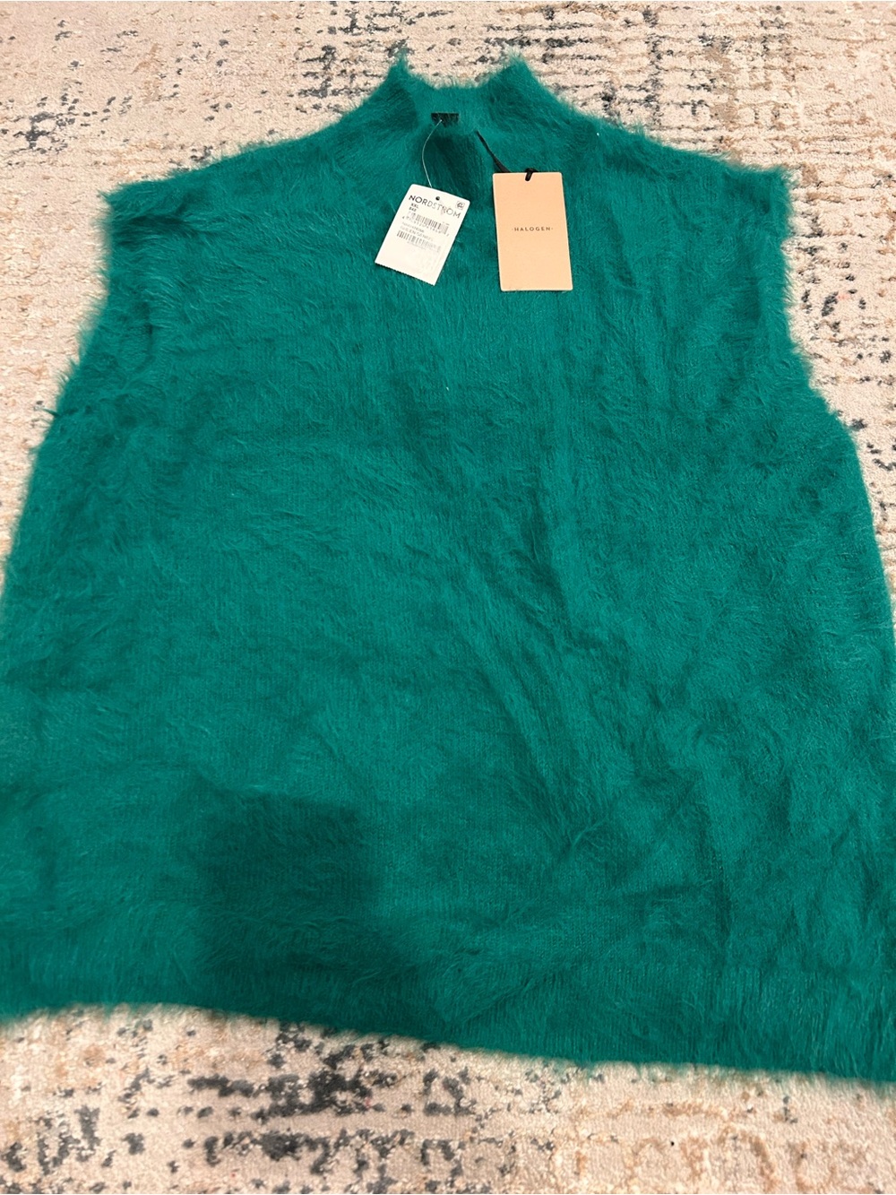 Nordstrom Teal Fuzzy Sleeveless Knit Top